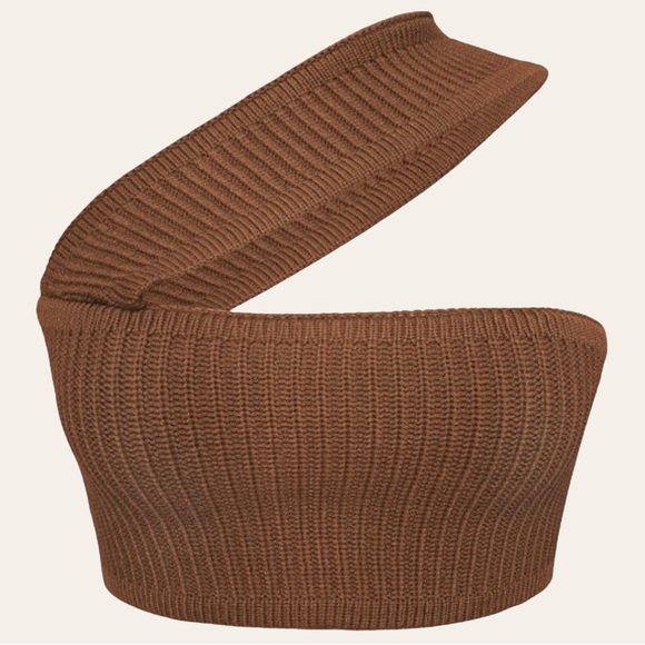 Womens|Knit Halter Crop Top|Brown|Medium M|Medium M|Stretch|Sleeveless - Picture 6 of 9